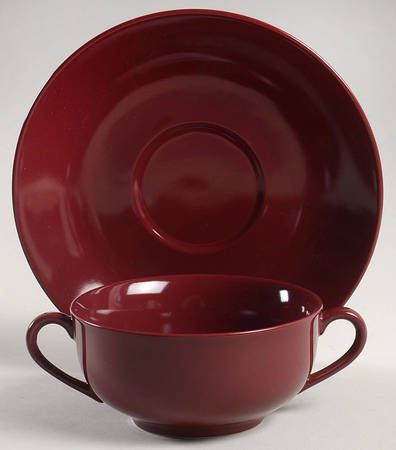 Total Color Spectrum Plum (Round) Flat Cream Soup Bowl & Saucer Set