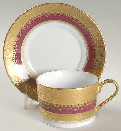 Imperial Heritage Burgundy Flat Cup & Saucer Set