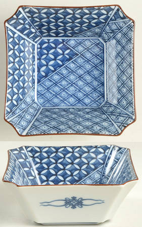Blue Mosaic Square Cereal Bowl