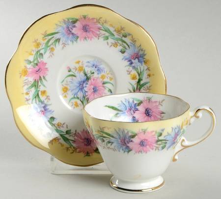 Cornflower Yellow Footed Demitasse Cup & Saucer Set