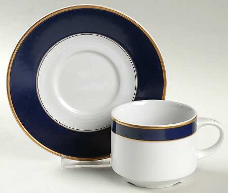 Renaissance Navy Blue Flat Cup & Saucer Set