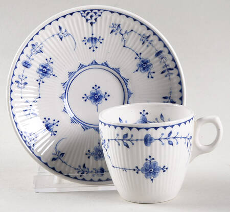 Denmark Blue Flat Demitasse Cup & Saucer Set