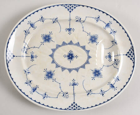Denmark Blue Oval Platter with Well No Lid