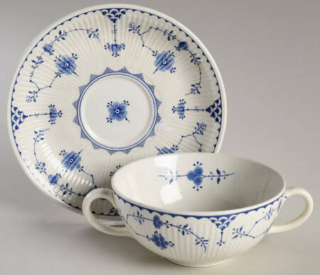 Denmark Blue Flat Cream Soup Bowl & Saucer Set