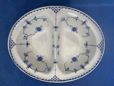 Denmark Blue 9" Oval Divided Vegetable Bowl