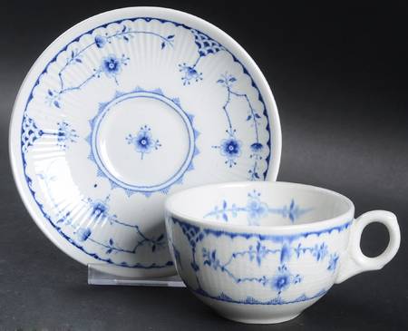 Denmark Blue Flat Cup & Saucer Set