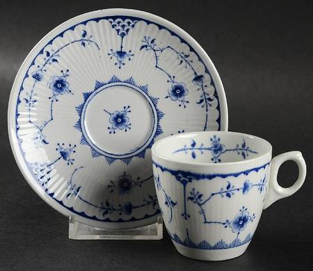 Denmark Blue Flat Demitasse Cup & Saucer Set
