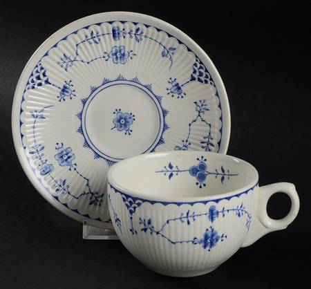 Denmark Blue Flat Cup & Saucer Set