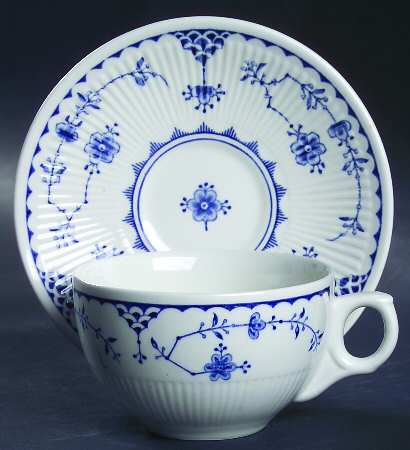 Denmark Blue Flat Cup & Saucer Set