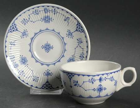 Denmark Blue Flat Cup & Saucer Set