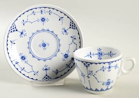 Denmark Blue Flat Cup & Saucer Set