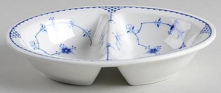 Denmark Blue 8" Oval Divided Vegetable Bowl