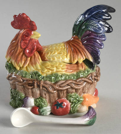 Coq Du Village Figural Sugar Bowl & Lid