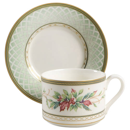 Winter Holiday Flat Cup & Saucer Set