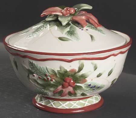 Winter Holiday Small Round Covered Vegetable