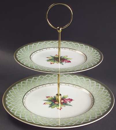 Winter Holiday 2 Tiered Serving Tray (Dinner & Salad Plate)