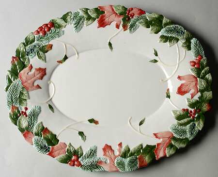Winter Holiday 16" Sculpted Oval Serving Platter