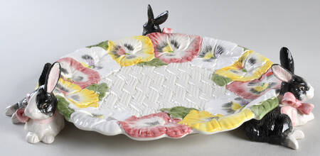 Pansy Parade 10" Diameter Pedestal Cake Stand