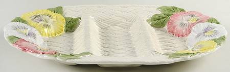 Pansy Parade 3-Part Oval Divided Server