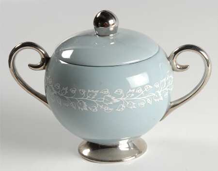 Brocade Strata Blue Sugar Bowl & Lid