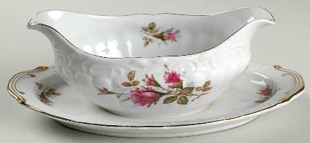Royal Rose Gravy Boat with Attached Underplate