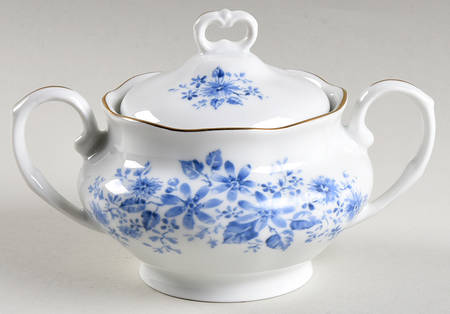 Blue Dahlia Sugar Bowl & Lid