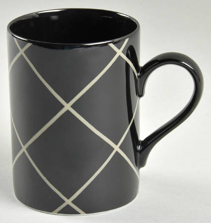Windowpane (Taupe Stripes on Black) Mug