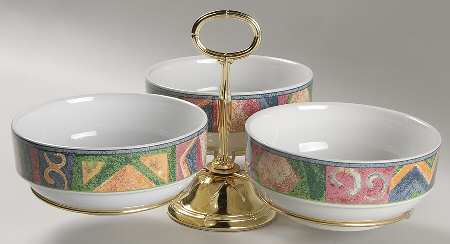 Mesa 7" x 12" 3-Part Relish & Metal Stand (CERC) HC