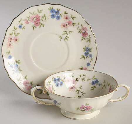 Florina Footed Cream Soup Bowl & Saucer Set by Franconia-Krautheim & Adelburg