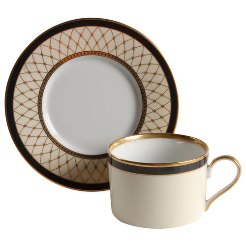 Chaumont II Creme Flat Cup & Saucer Set