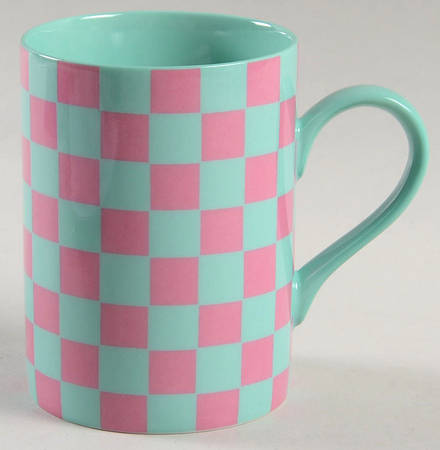 Checks (Raspberry on Turquoise) Mug