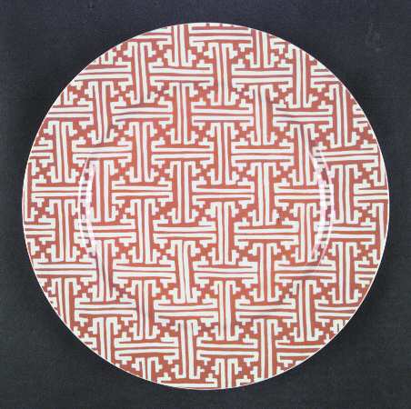 Oriental Geometric Terra Cotta by Fitz &amp; Floyd