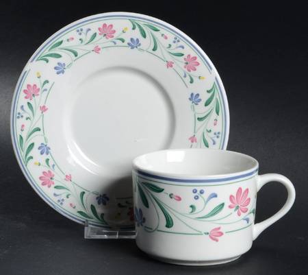 Brandywine (White Background) Flat Cup & Saucer Set