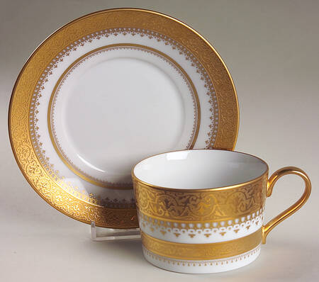 Imperial Heritage White and Gold Flat Cup & Saucer Set