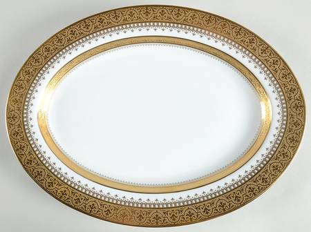 Imperial Heritage White and Gold 14" Oval Serving Platter