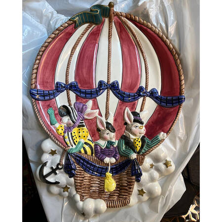 Ballooning Bunnies 14" Oval Serving Platter