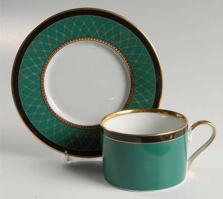 Chaumont II Teal Green Flat Cup & Saucer Set