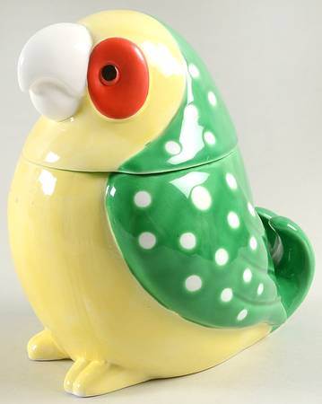 Caribbean Parrot Cookie Jar & Lid