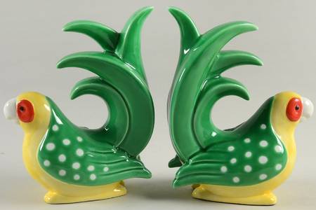 Caribbean Parrot China Bookend - Set of 2