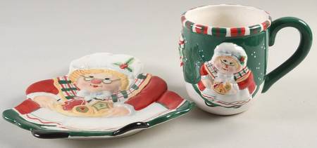 Plaid Christmas Canape Plate & Mug Set