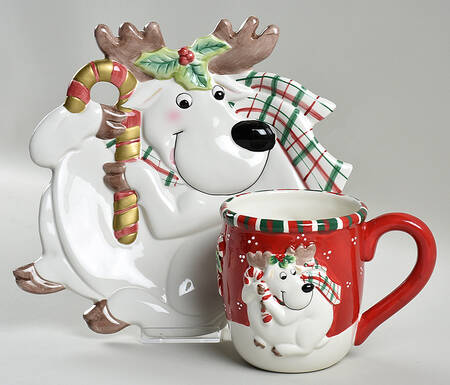 Plaid Christmas Canape Plate & Mug Set