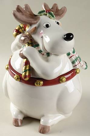 Plaid Christmas Figural Candy Jar & Lid