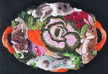 English Garden Bunnies 17" Oval Serving Platter