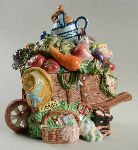 English Garden Bunnies Cookie Jar & Lid