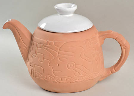 Aztec White(White Front, Terra Cotta Back) Teapot & Lid