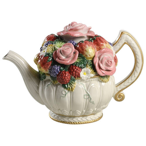 Strawberries & Roses Teapot & Lid