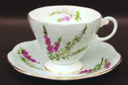 Highland Heather (15 Scalloped Salad Plate) Footed Cup & Saucer Set