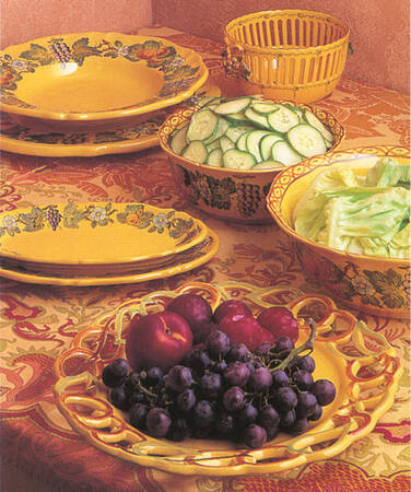 Raisins Polychrome Rim Soup Bowl