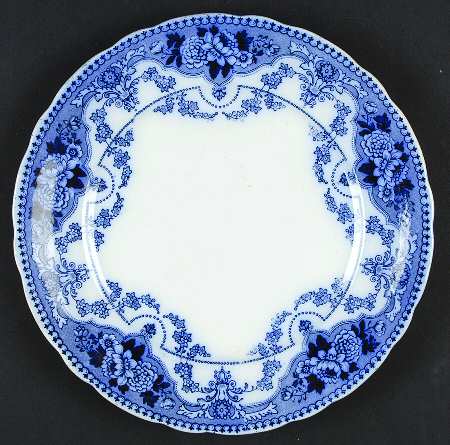 Argyle Blue Gray Transferware Dinner Plate