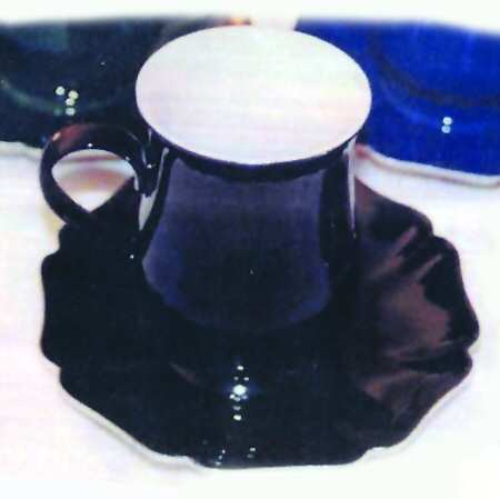 Solid Color Black Footed Cup & Saucer Set